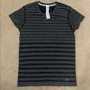 New Balance grey stripe dry fit shirt
